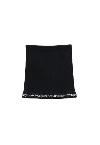 Minigonna a coste con logo  in nero Alexander wang - donna 