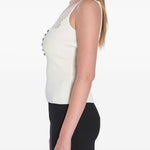 Canotta con scollo a V in bianco Self-portrait - donna 