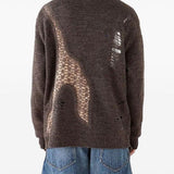 Cardigan con effetto vissuto e design a pannelli in marrone Khoki - uomo 
