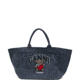 Borsa tote ricamo teddy in blu Ganni - donna 
