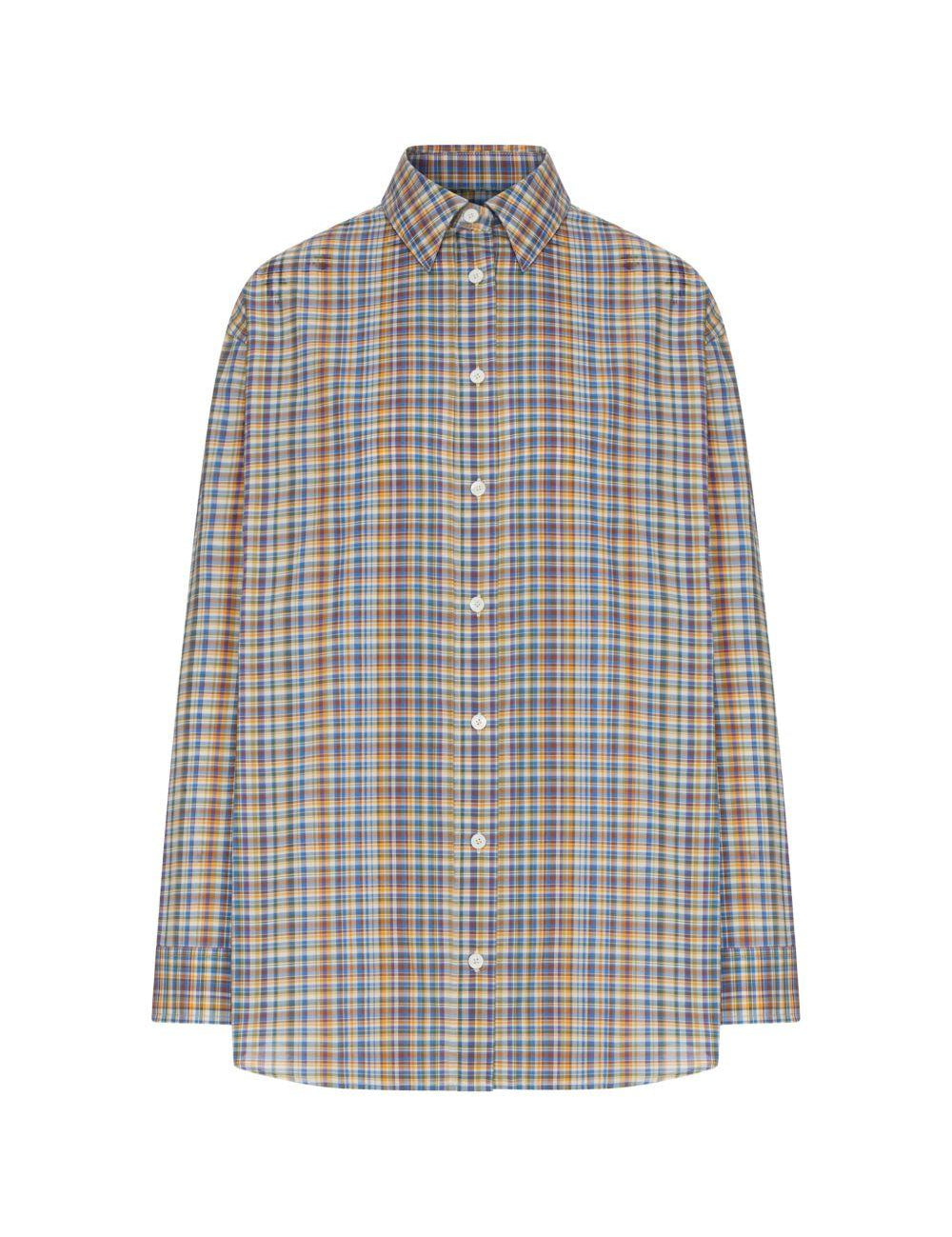 Camicia a quadri con bottoni multicolore 