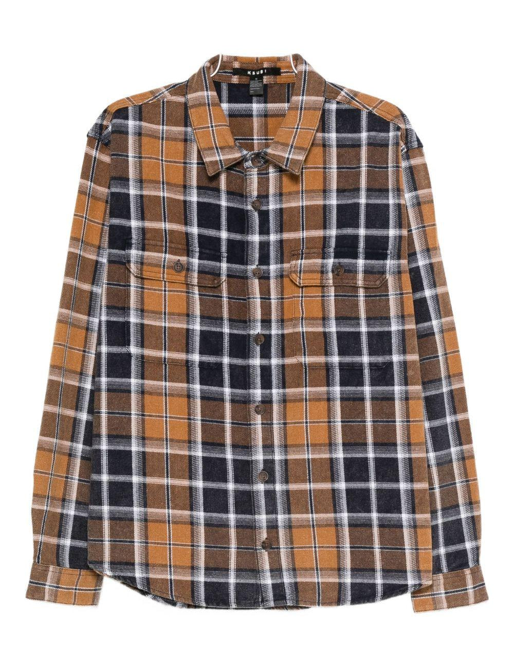 Camicia Rosebowl a maniche lunghe a quadri in marrone Ksubi - uomo 