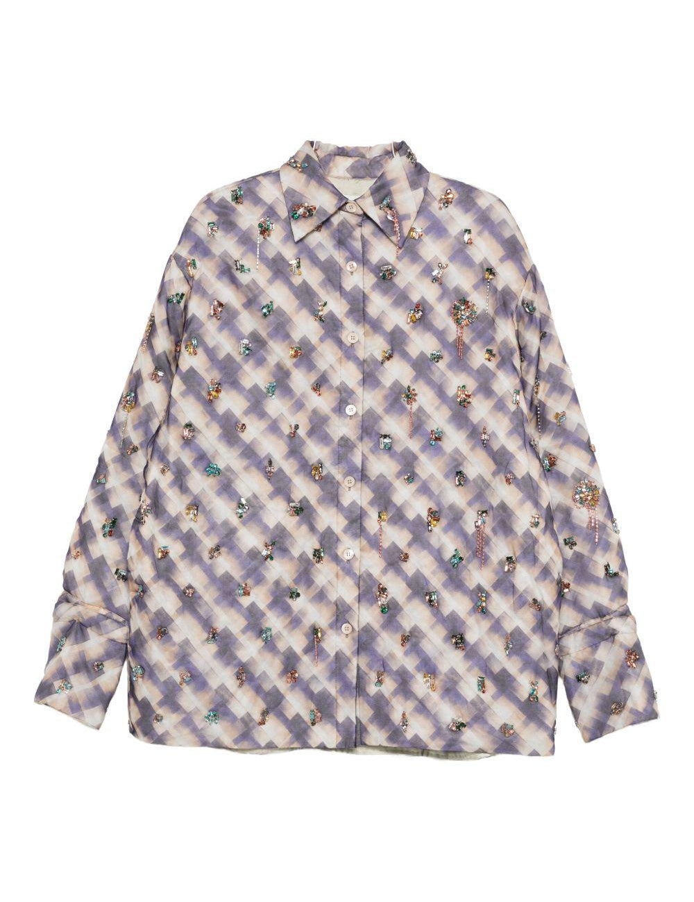 Giacca -camicia a quadri con cristalli in multicolore Dries van noten - donna 