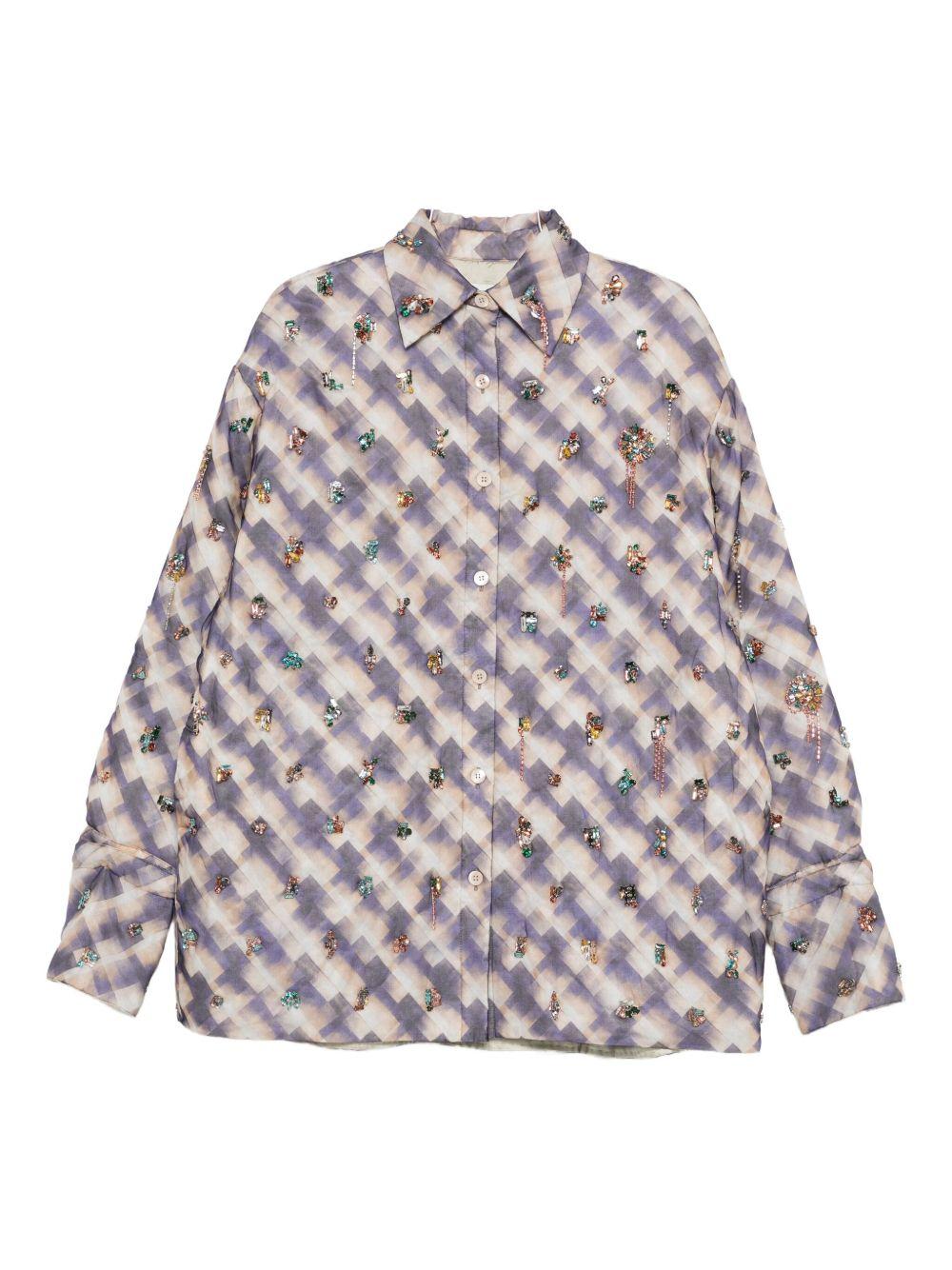 Giacca -camicia a quadri con cristalli in multicolore Dries van noten - donna 