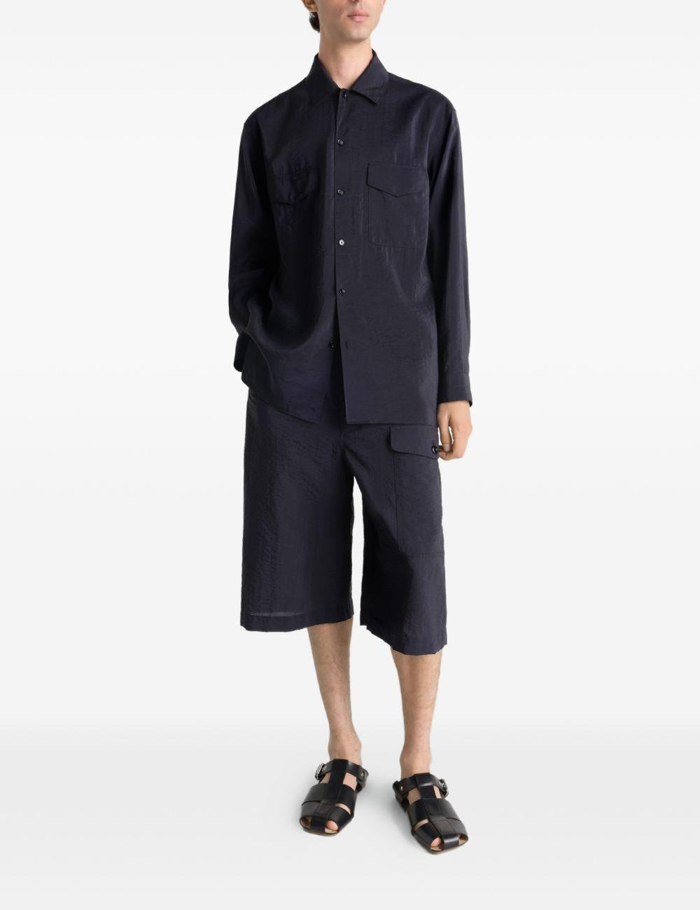 Shorts cargo con coulisse in nero Lemaire - uomo 