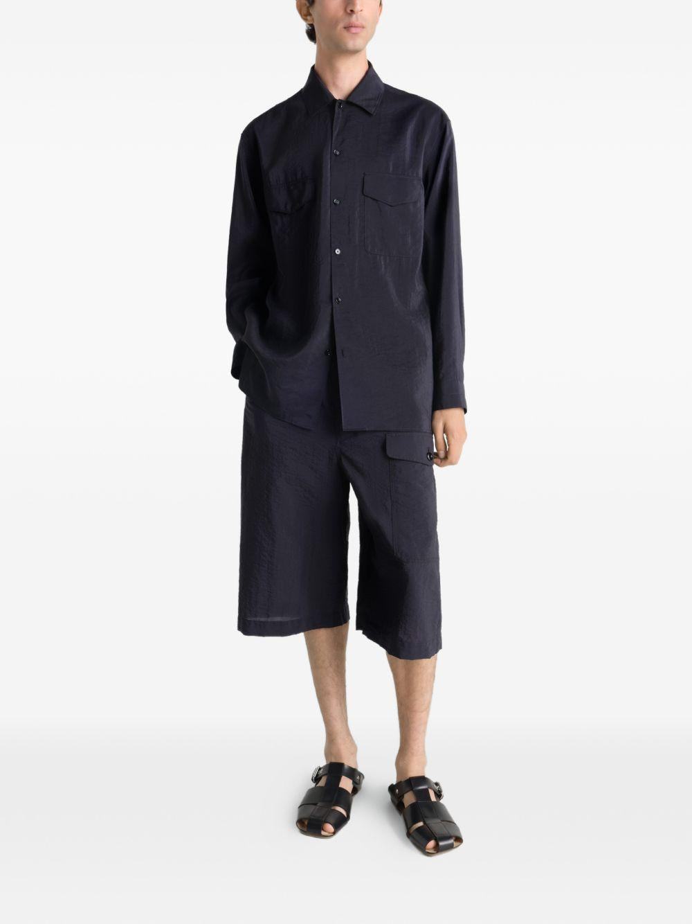 Shorts cargo con coulisse in nero Lemaire - uomo 