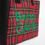 Borsa a quadri in rosso e nero 