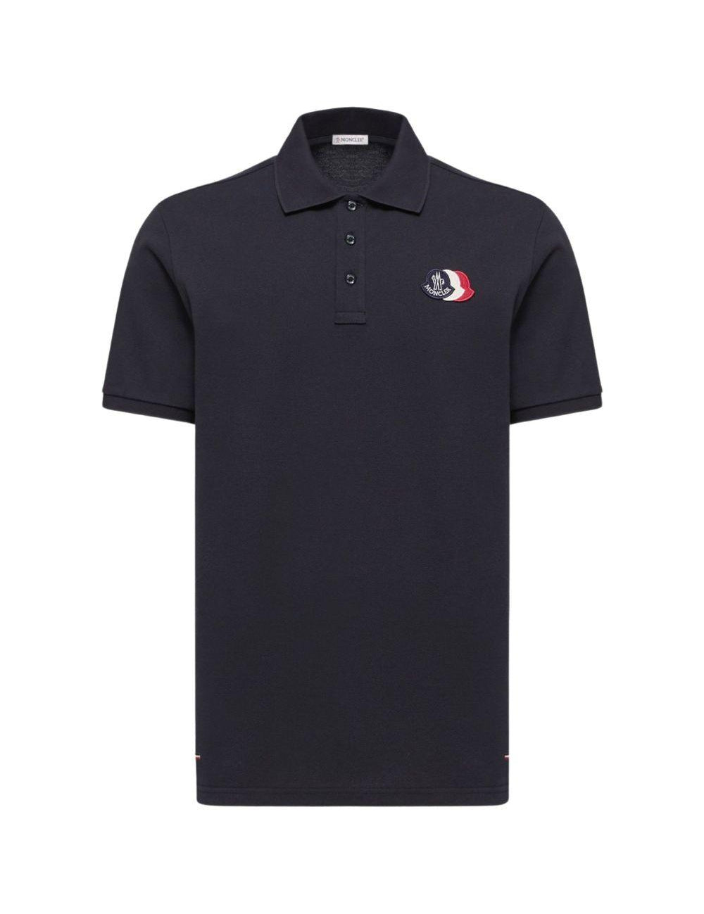 Polo con applicazione logo in blu Moncler - uomo 