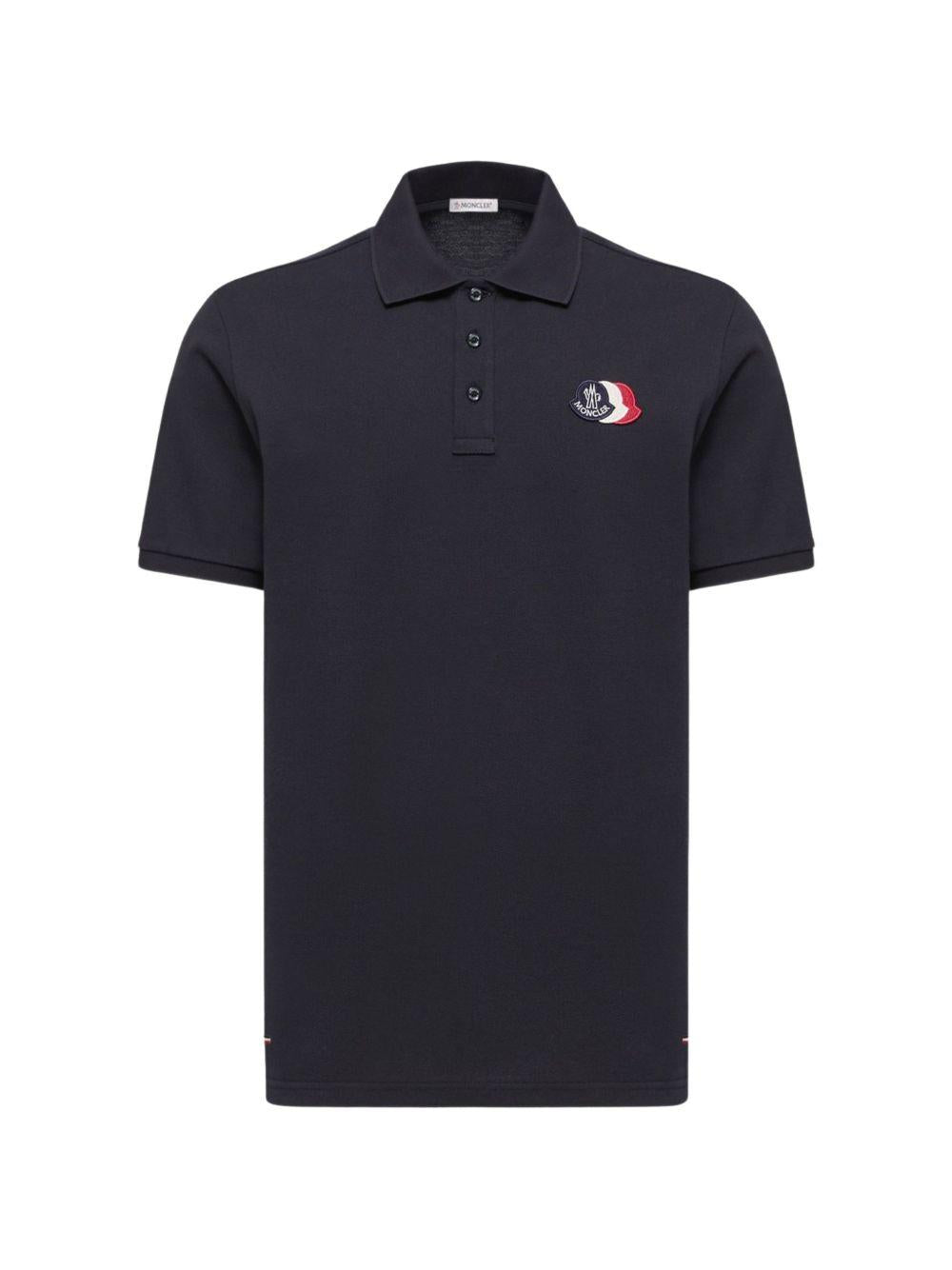 Polo con applicazione logo in blu Moncler - uomo 