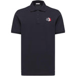 Polo con applicazione logo in blu Moncler - uomo 