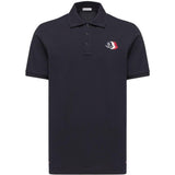 Polo con applicazione logo in blu Moncler - uomo 