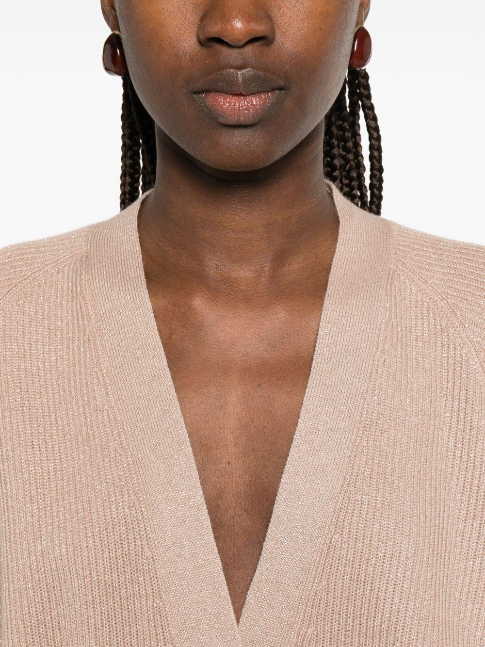 Cardigan a coste con bottoni in beige Brunello cucinelli - donna 