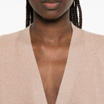 Cardigan a coste con bottoni in beige Brunello cucinelli - donna 