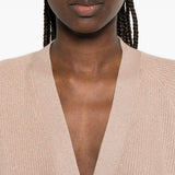Cardigan a coste con bottoni in beige Brunello cucinelli - donna 