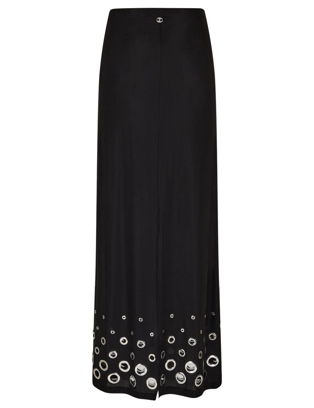 Gonna lunga con occhielli in nero Rabanne - donna 