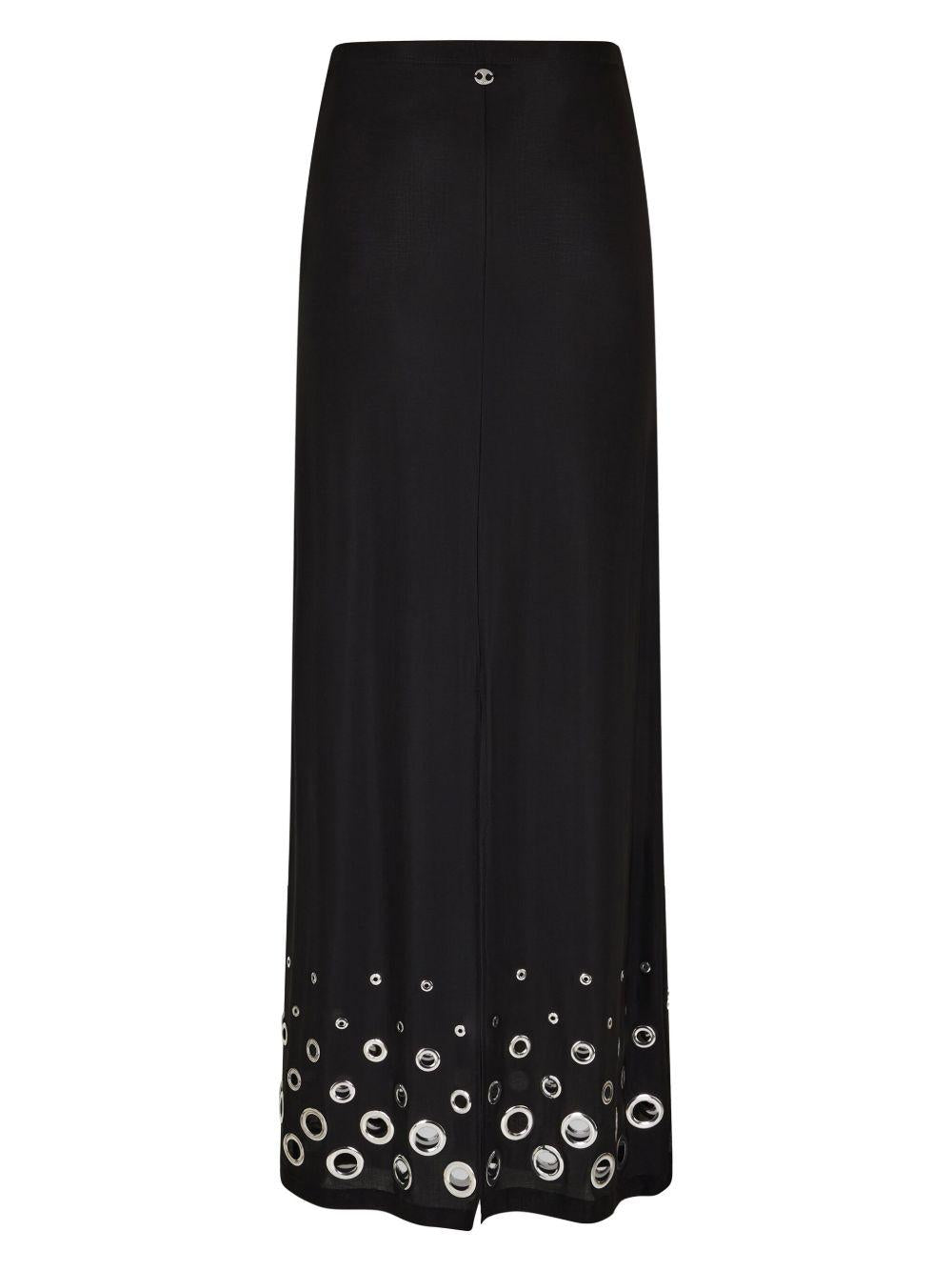 Gonna lunga con occhielli in nero Rabanne - donna 