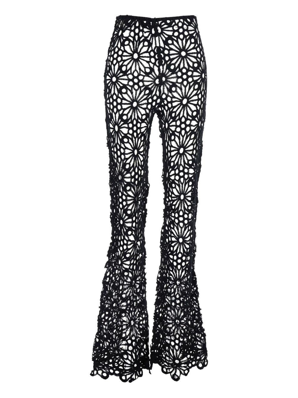 Pantaloni all'uncinetto in nero Norma Kamali - donna 