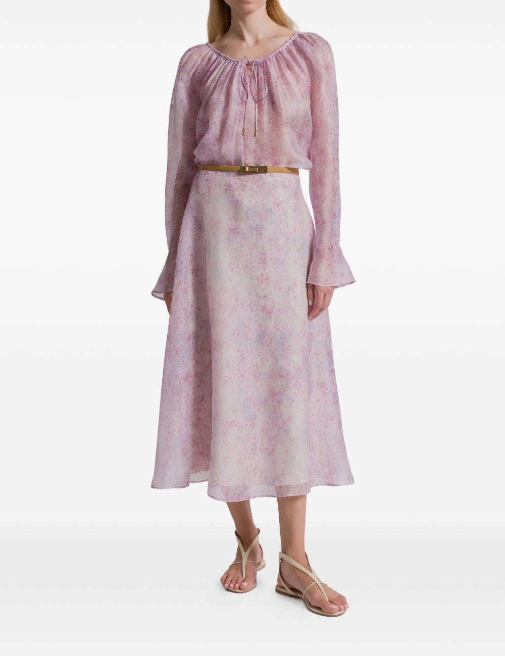 Gonna midi a fiori in viola Alberta Ferretti - donna 