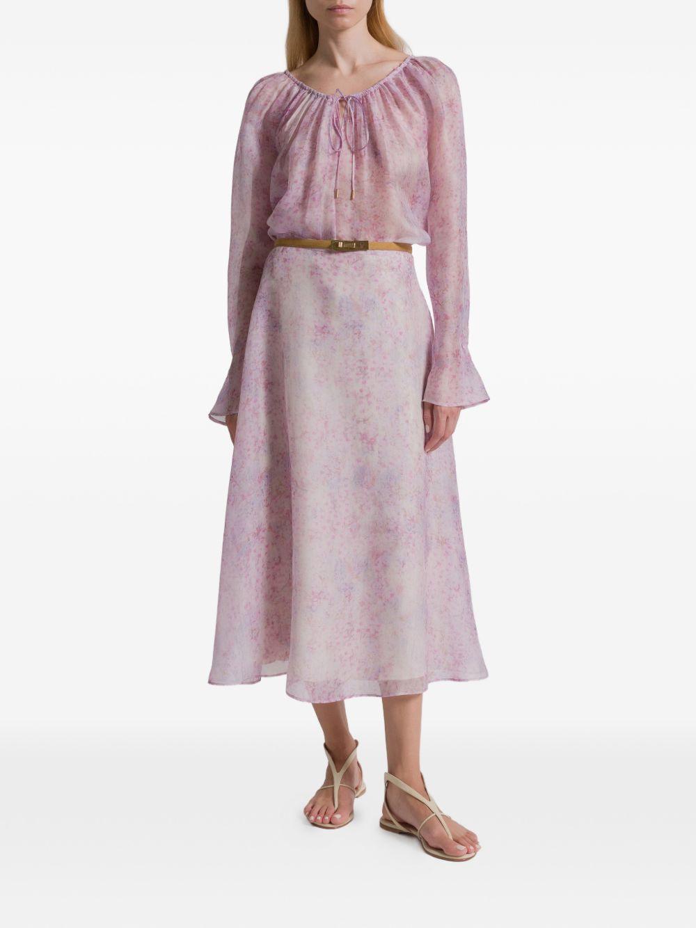 Gonna midi a fiori in viola Alberta Ferretti - donna 