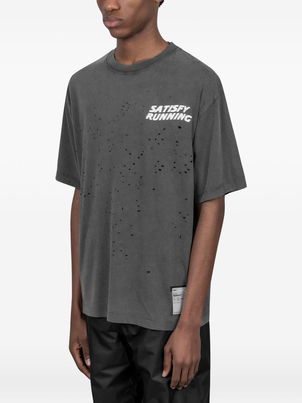 T-shirt con effetto vissuto in nero Satisfy - unisex 