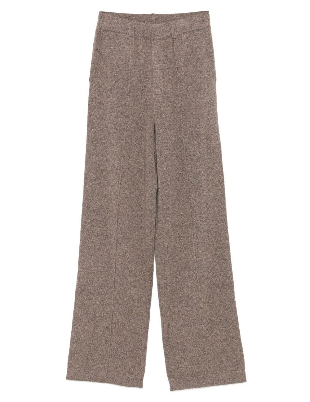 Pantaloni a gamba larga in maglia in marrone Gotha - donna 