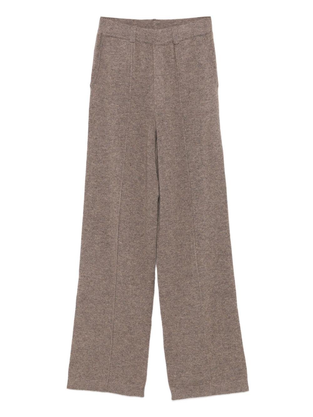 Pantaloni a gamba larga in maglia in marrone Gotha - donna 