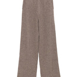 Pantaloni a gamba larga in maglia in marrone Gotha - donna 