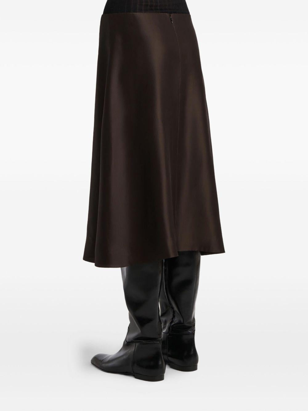 Gonna lunga satinata in marrone scuro Khaite - donna 