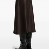 Gonna lunga satinata in marrone scuro Khaite - donna 