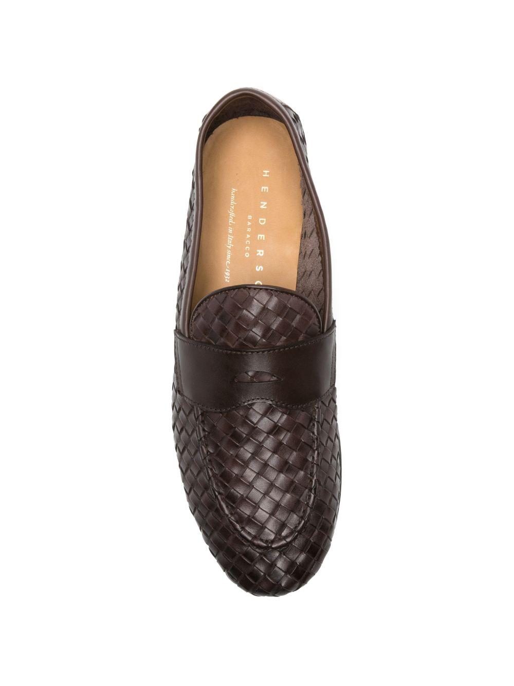Mocassini intrecciata in marrone Henderson baracco - uomo 