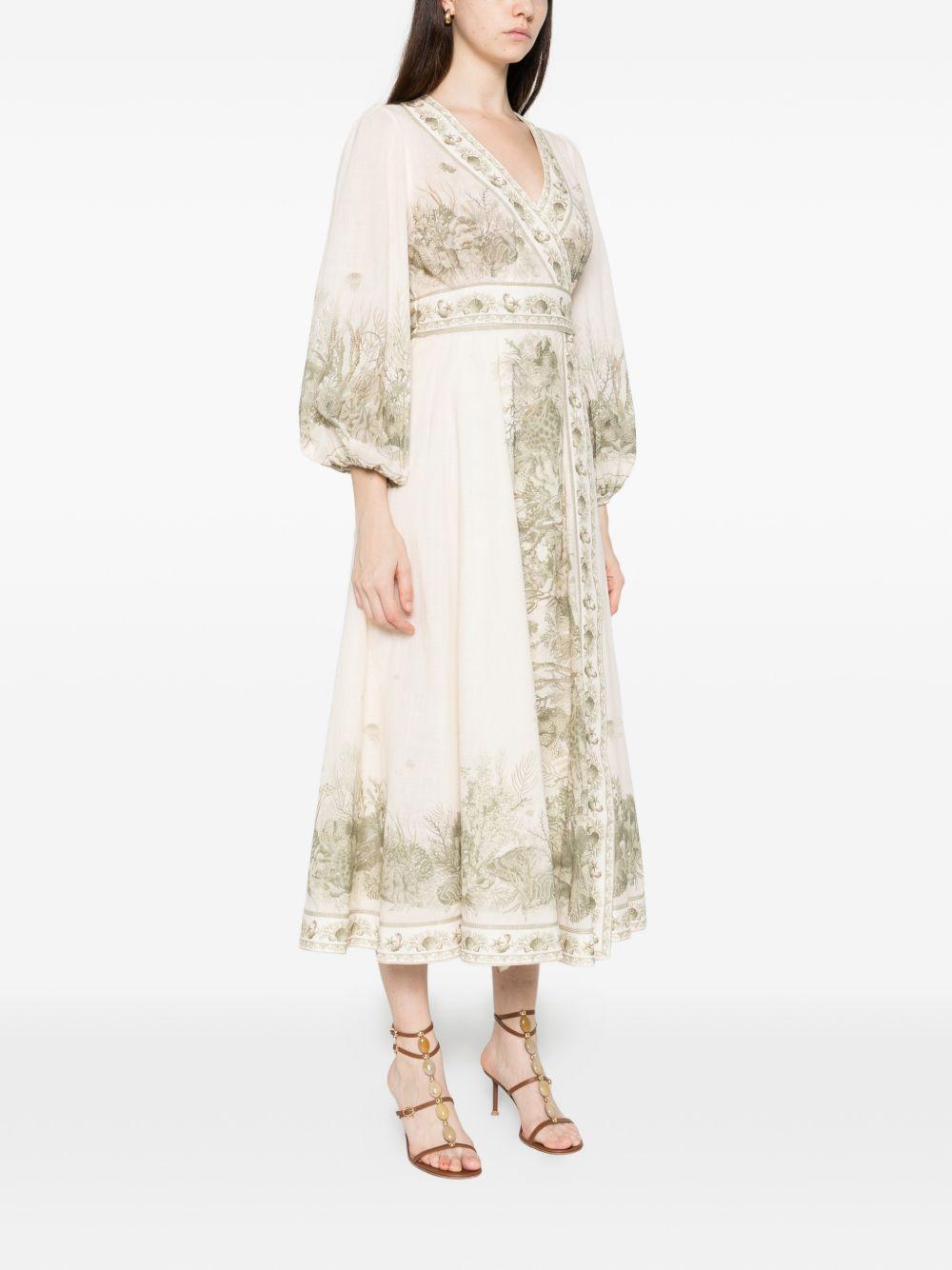 Abito midi a portafoglio Wanderlust in avorio Zimmermann - donna 