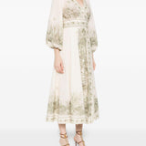 Abito midi a portafoglio Wanderlust in avorio Zimmermann - donna 