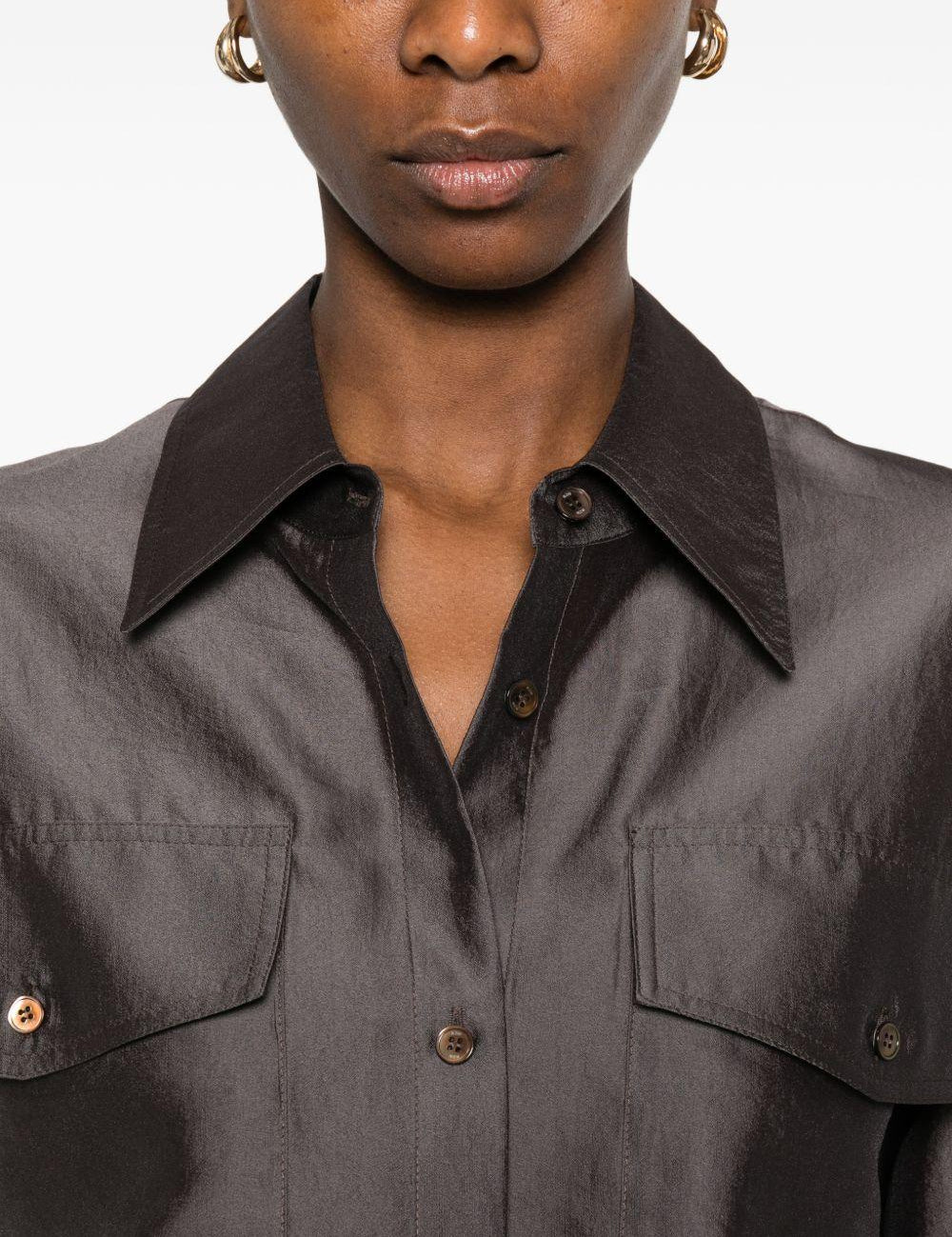 Camicia con design satinato in marrone R2w - donna 