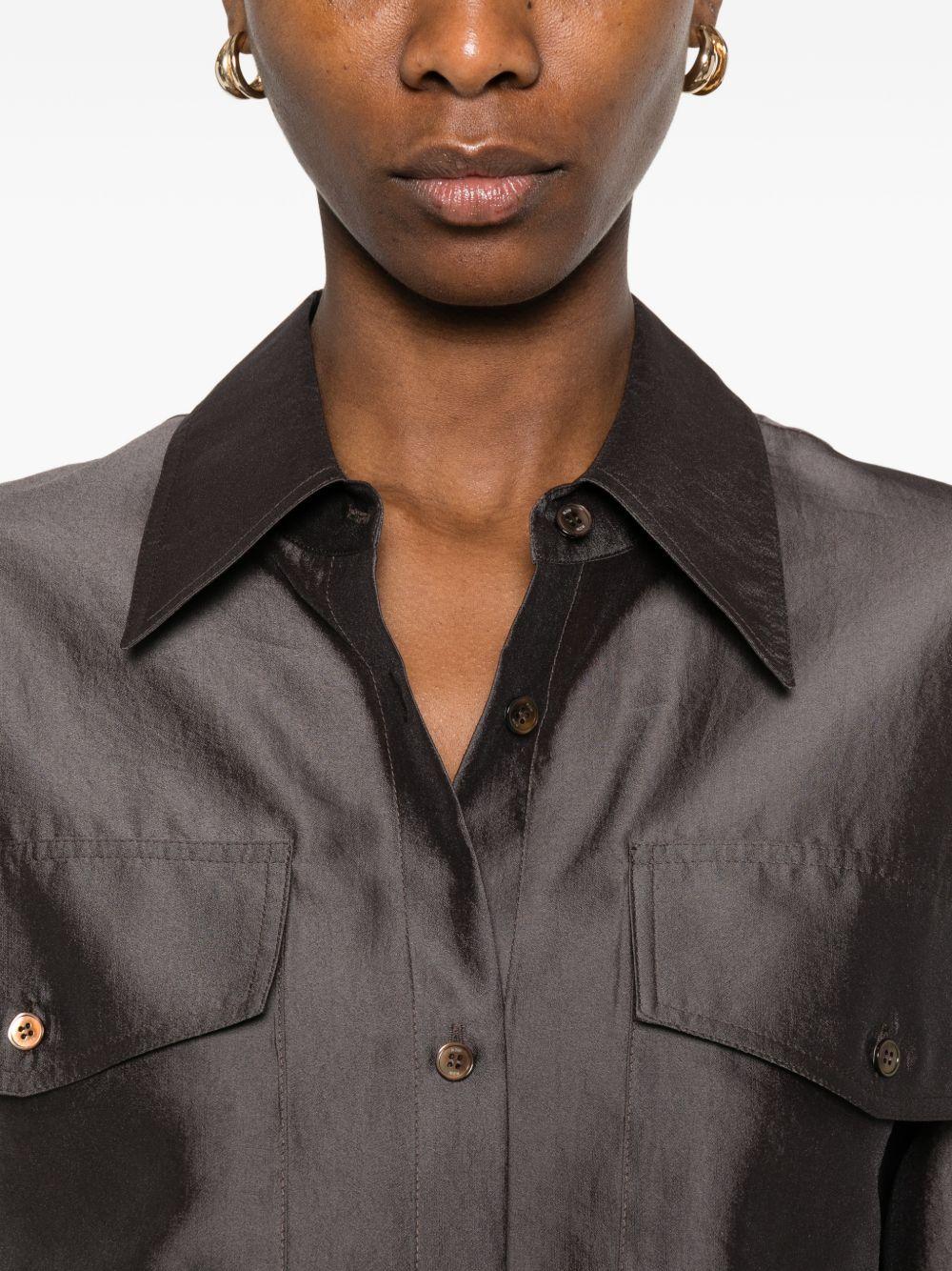 Camicia con design satinato in marrone R2w - donna 