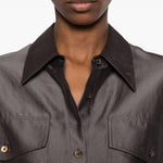 Camicia con design satinato in marrone R2w - donna 