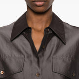 Camicia con design satinato in marrone R2w - donna 