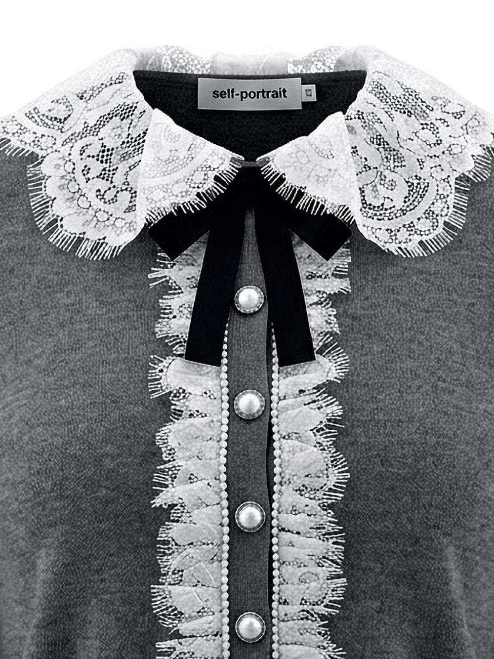 Cardigan con colletto in pizzo e dettaglio a fiocco in grigio 