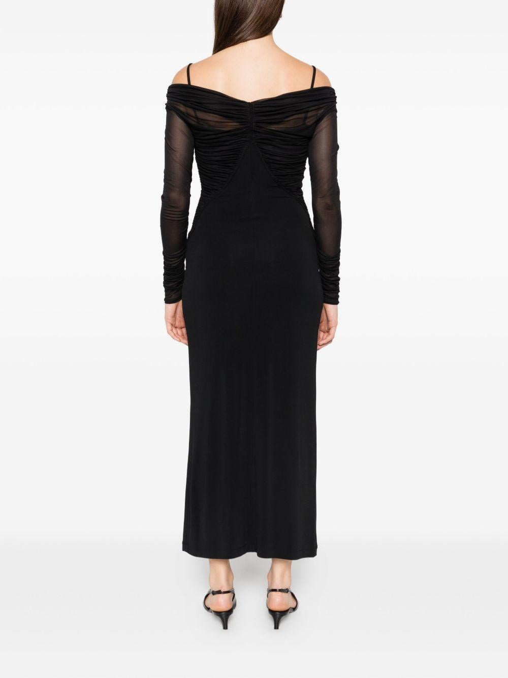 Abito con spalle scoperte e drappeggio locri in nero Maxmara - donna 