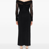Abito con spalle scoperte e drappeggio locri in nero Maxmara - donna 
