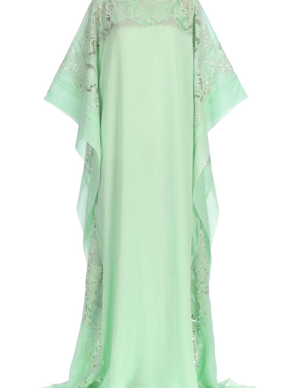 Abito lungo a caftano con dettagli in pizzo in verde Ermanno Scervino - donna 
