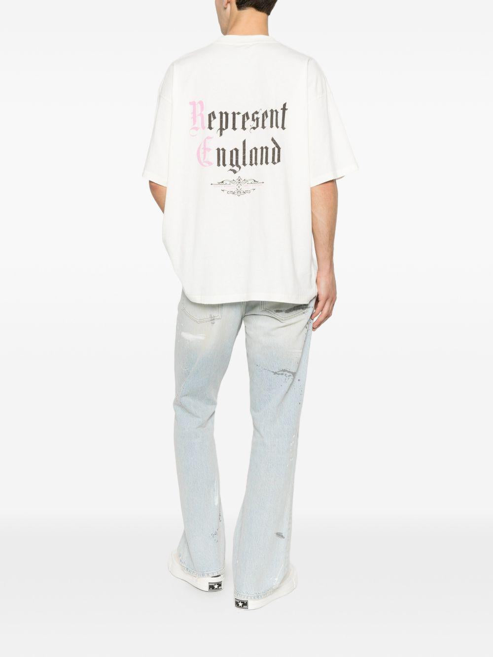 T-shirt a maniche corte con stampa logo in bianco Represent - uomo 