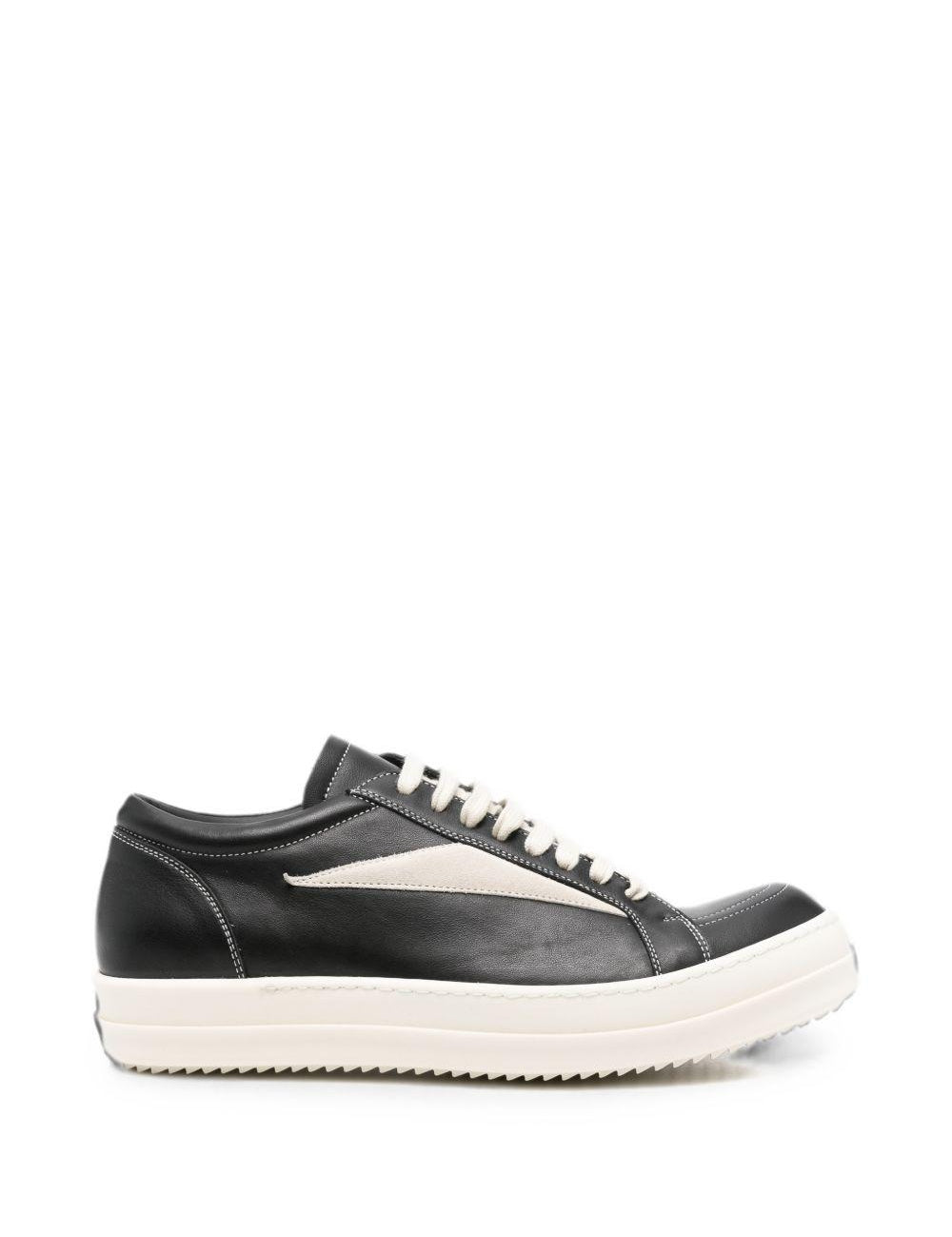 Sneakers basse vintage in pelle in nero 