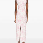 Abito lungo con stampa in bianco e rosa Rowen Rose - donna 