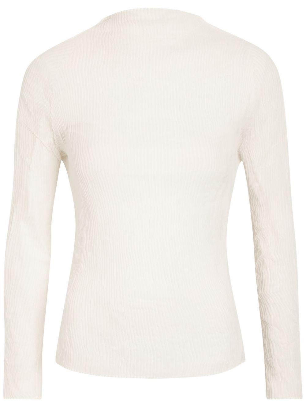Top a maniche lunghe con design plisettato in bianco Issey miyake - donna 