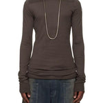 T-shirt a maniche lunghe in cotone grider in marrone Rick Owens x Moncler - unisex<BR/> 