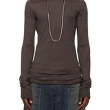 T-shirt a maniche lunghe in cotone grider in marrone Rick Owens x Moncler - unisex<BR/> 