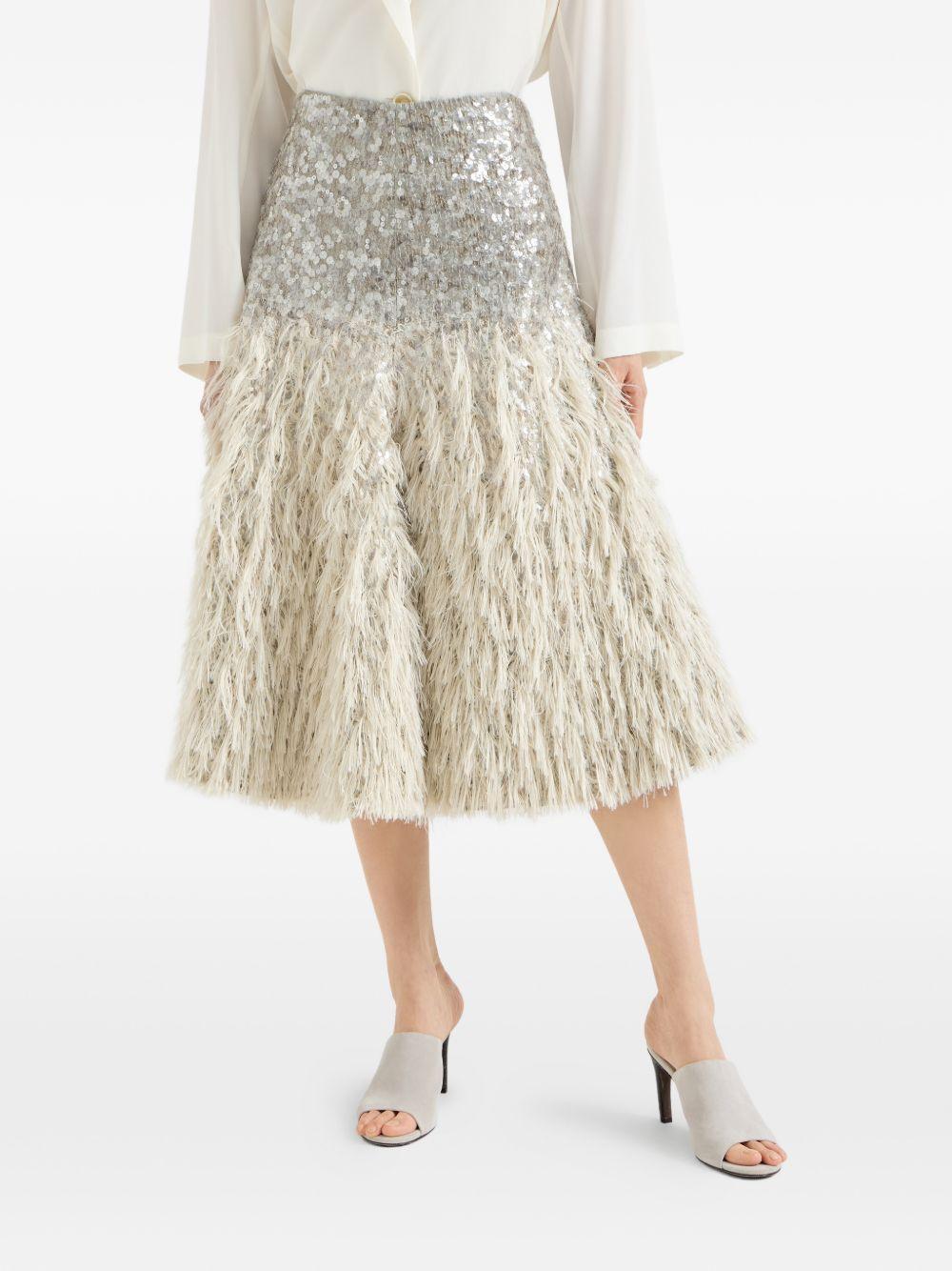 Gonna midi con paillettes in argento Brunello cucinelli - donna 