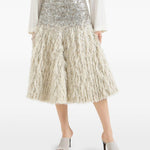 Gonna midi con paillettes in argento Brunello cucinelli - donna 