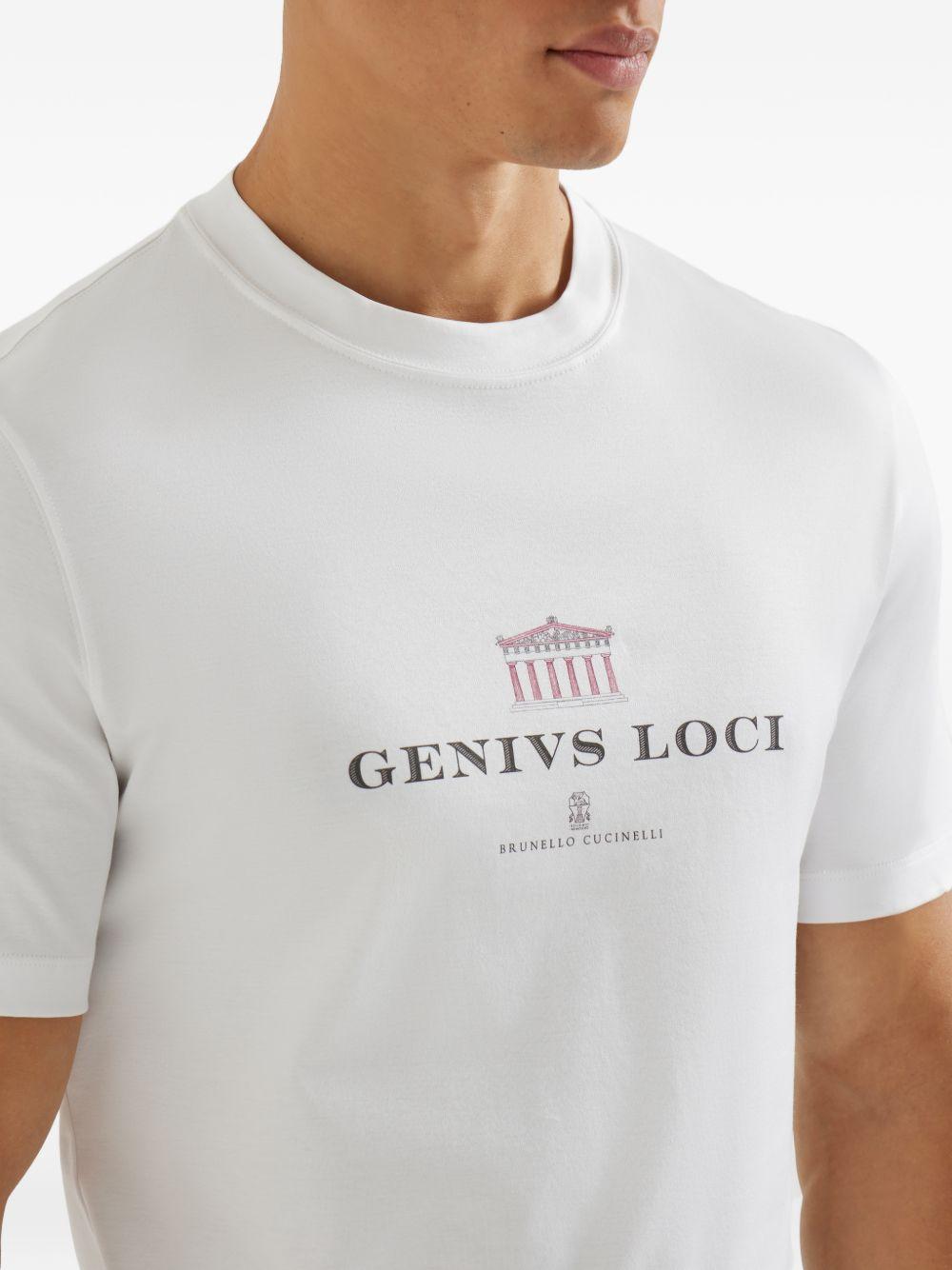 T-shirt girocollo con stampa in bianco Brunello cucinelli - uomo 