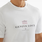 T-shirt girocollo con stampa in bianco Brunello cucinelli - uomo 